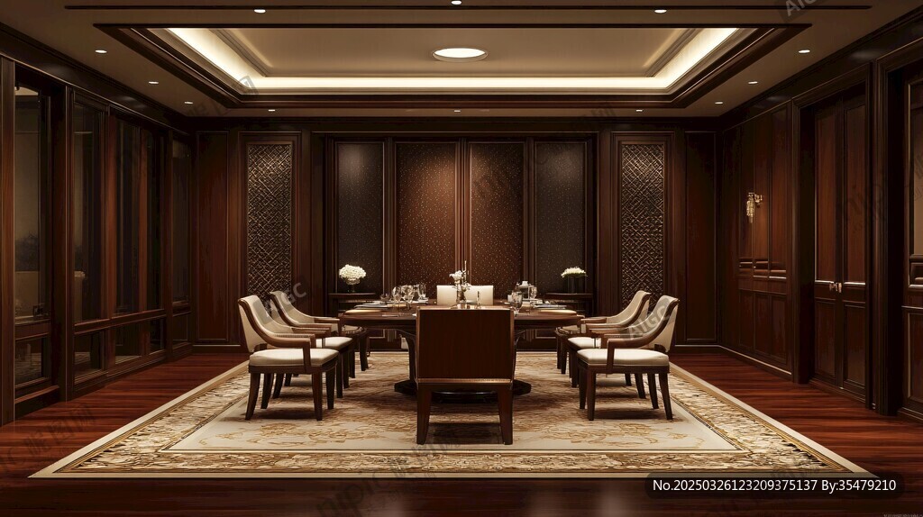 中式豪華會議室場景展示