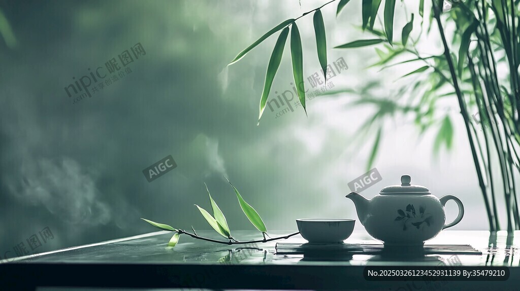 竹林下的靜謐茶具時光