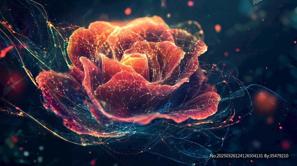 夢幻炫彩的數字藝術花朵