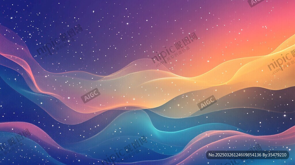 夢(mèng)幻星空波浪絢麗背景