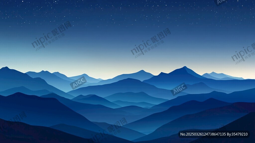 夜幕下的層疊山巒