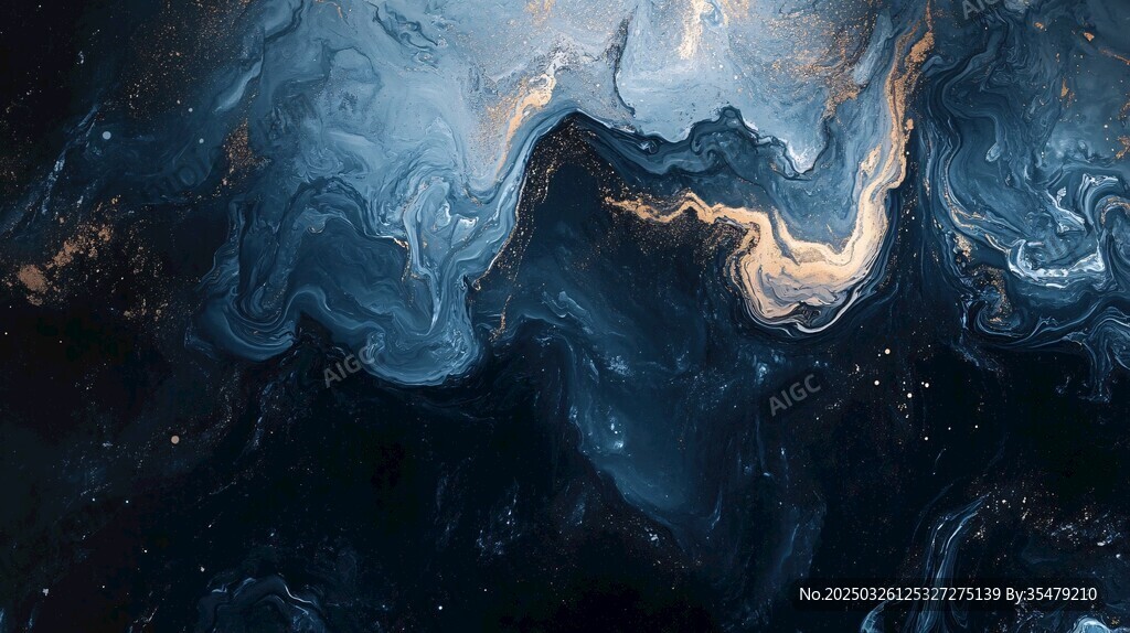 夢(mèng)幻藍(lán)色流體宇宙景象
