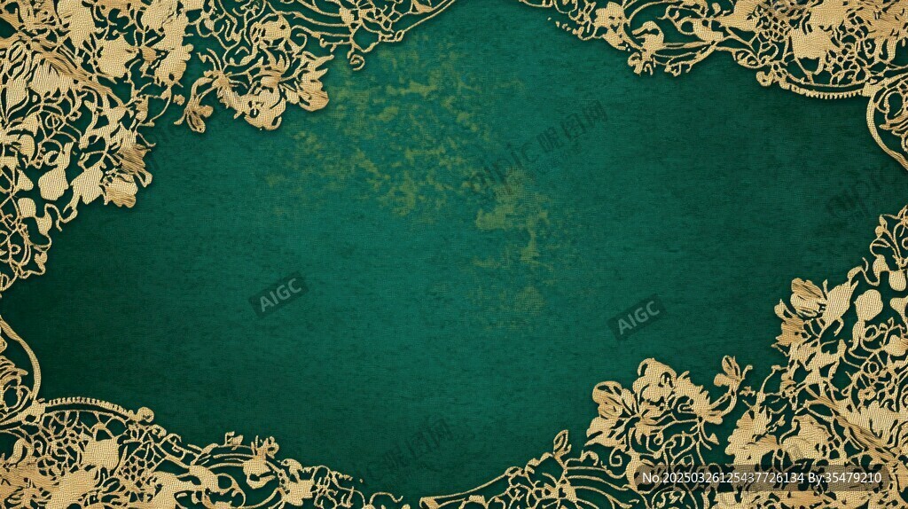 復(fù)古綠底金色花紋裝飾圖