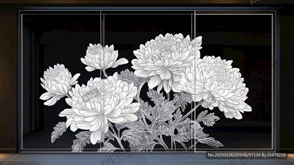 中式白菊裝飾藝術畫