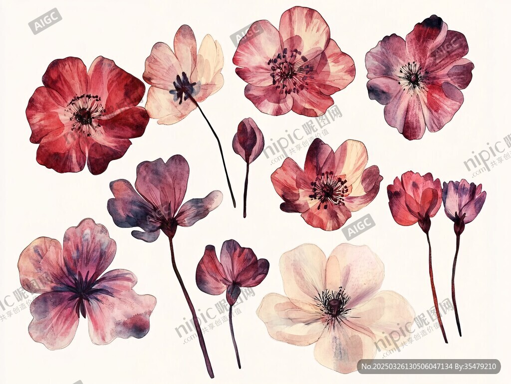 水彩花卉插畫集合
