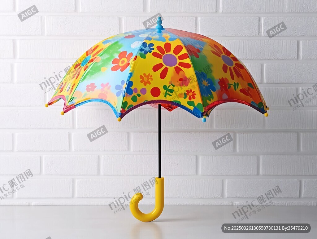 多彩花朵圖案兒童小雨傘
