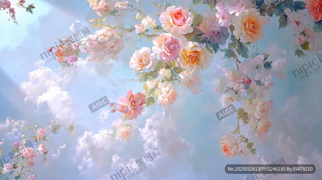 夢(mèng)幻云端綻放的絢爛花朵
