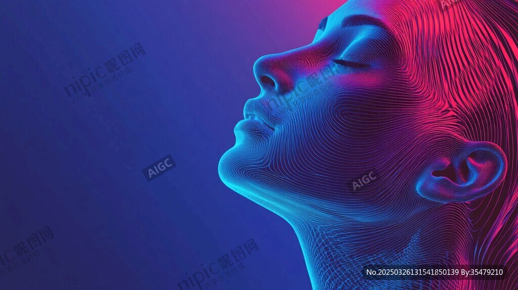 夢(mèng)幻光影下的靜謐女性頭像