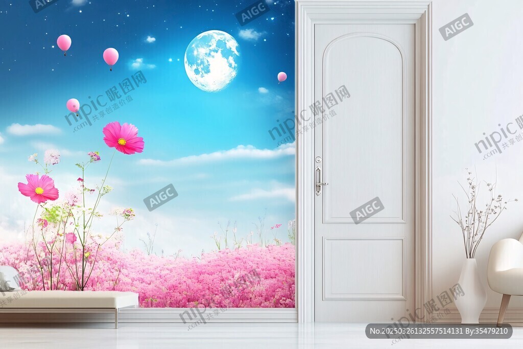 夢幻星空花卉室內墻景
