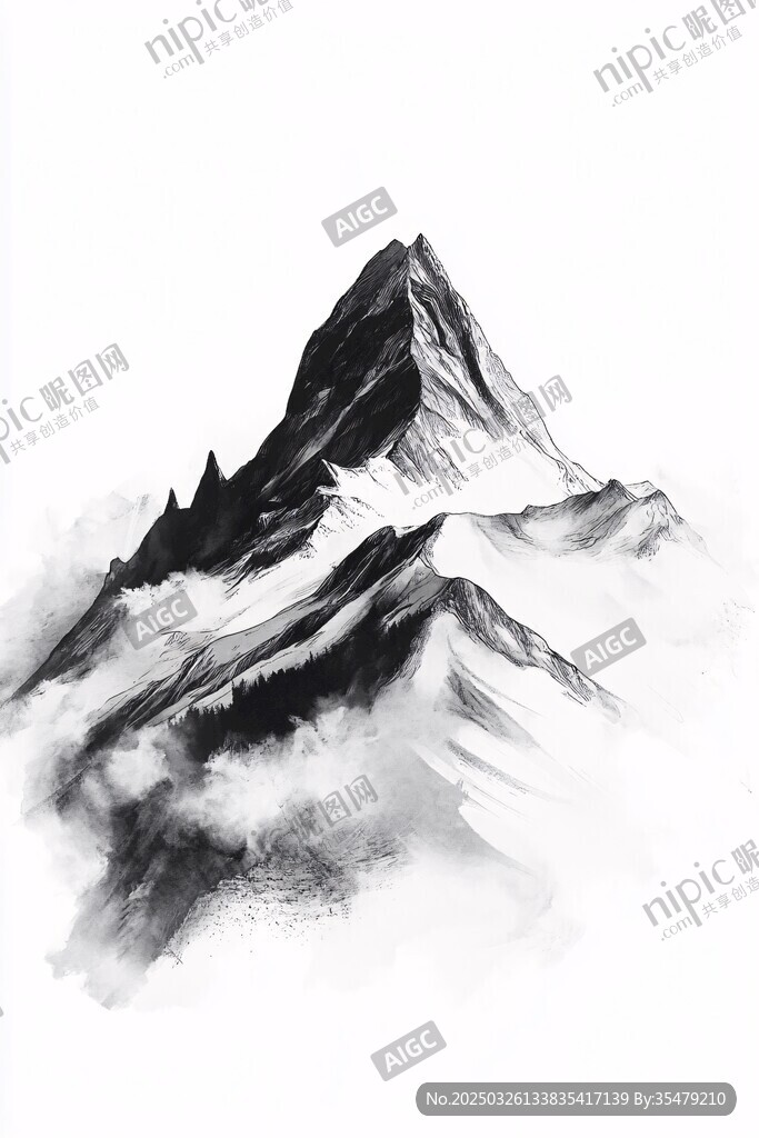 水墨寫意山峰