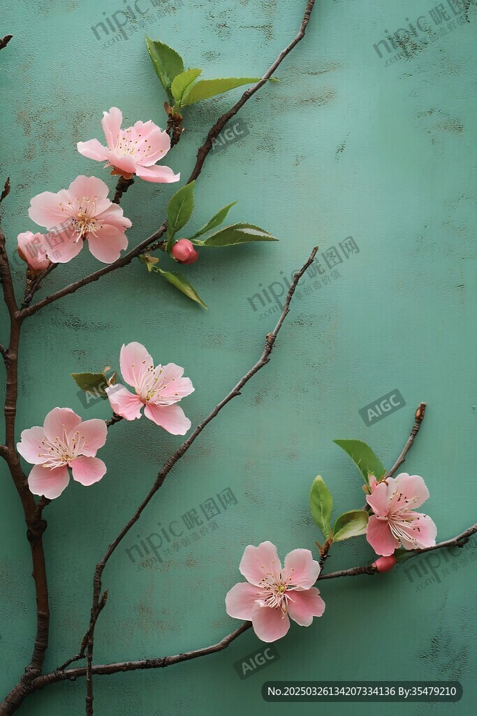 粉色桃花枝 清新自然美