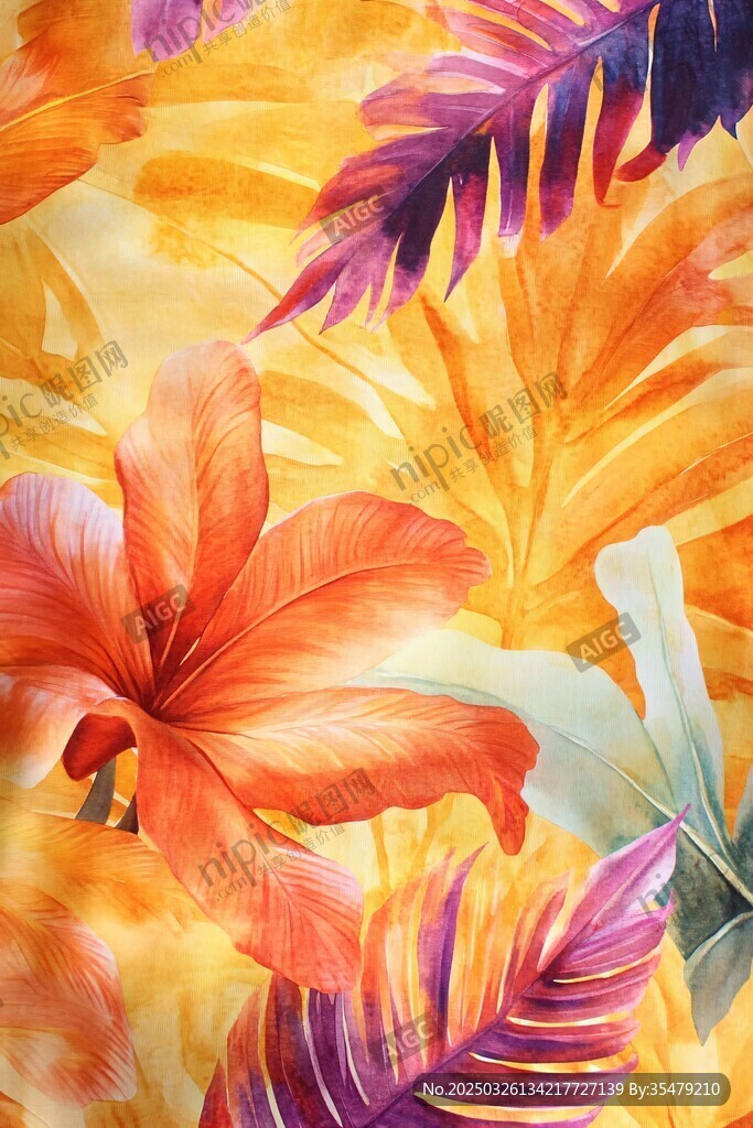 熱帶花卉水彩圖案