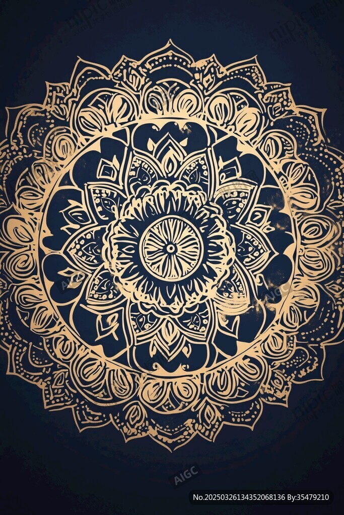 金色曼陀羅花紋裝飾圖案