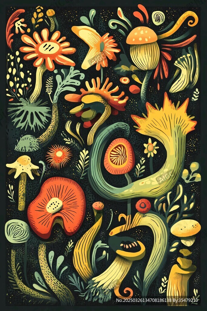 奇幻植物菌類插畫世界