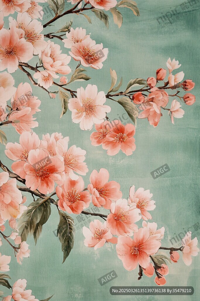 春日爛漫桃花枝