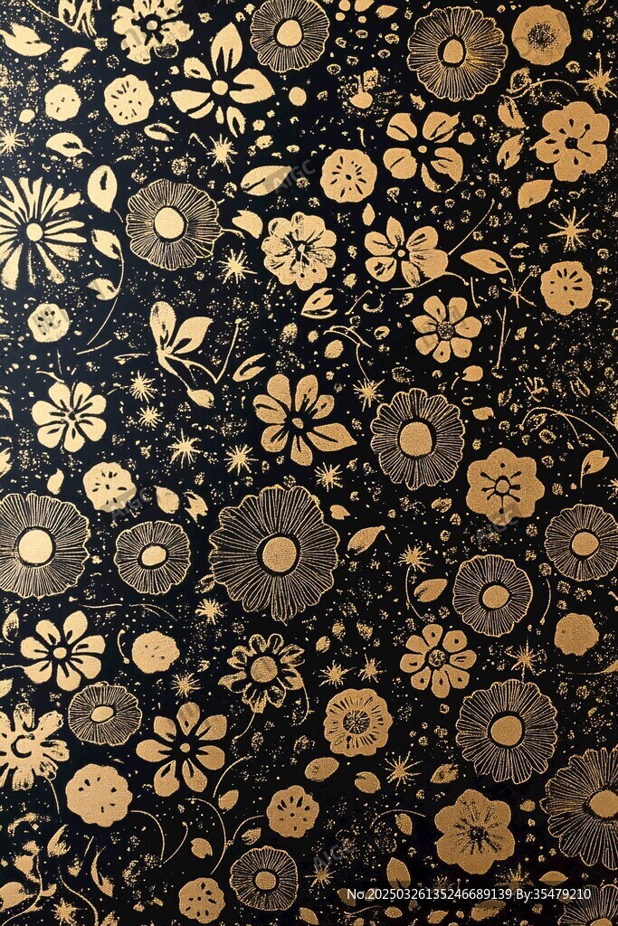 黑金花卉圖案紋理背景