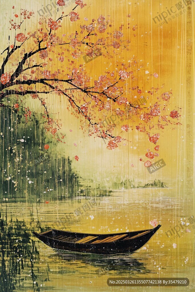 春日湖畔扁舟賞櫻景