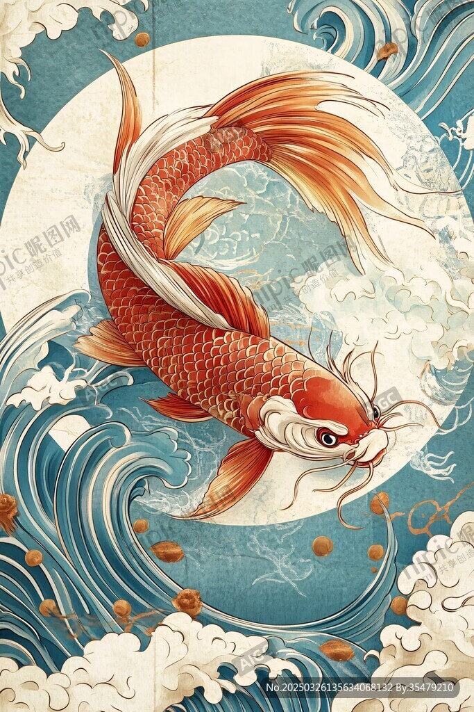 錦鯉躍浪 盡顯祥瑞之美