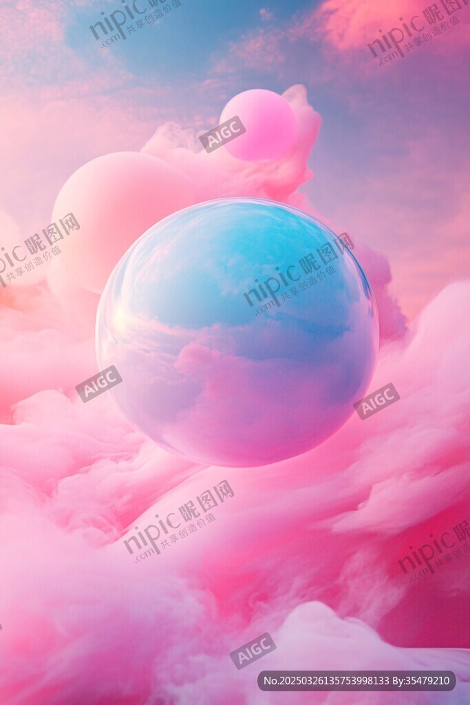 夢(mèng)幻云端的奇幻彩色球體