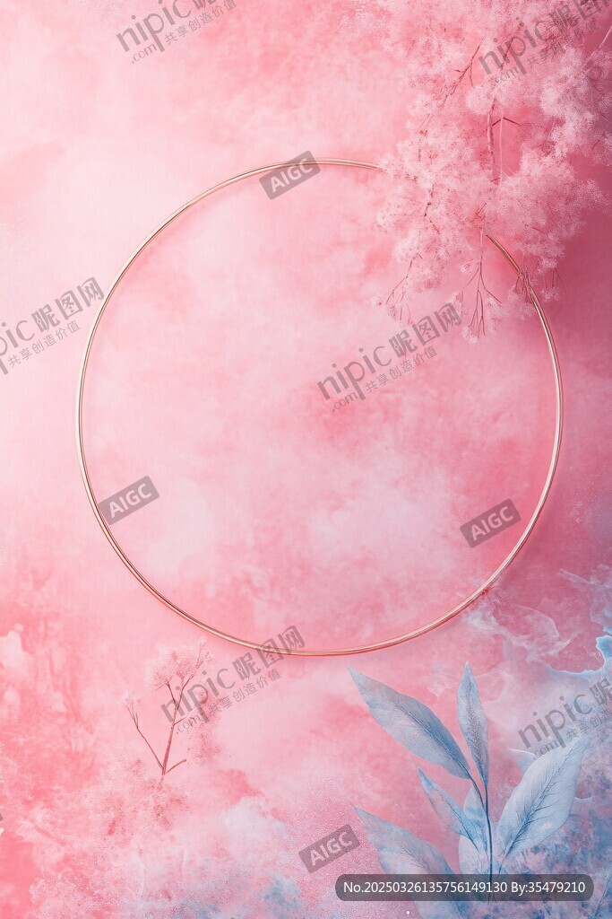 夢幻粉色圓環(huán)花卉背景圖