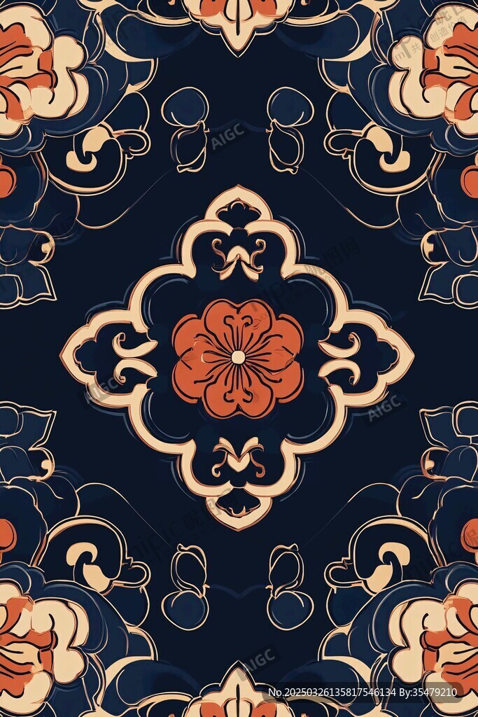 復(fù)古花卉幾何圖案紋理