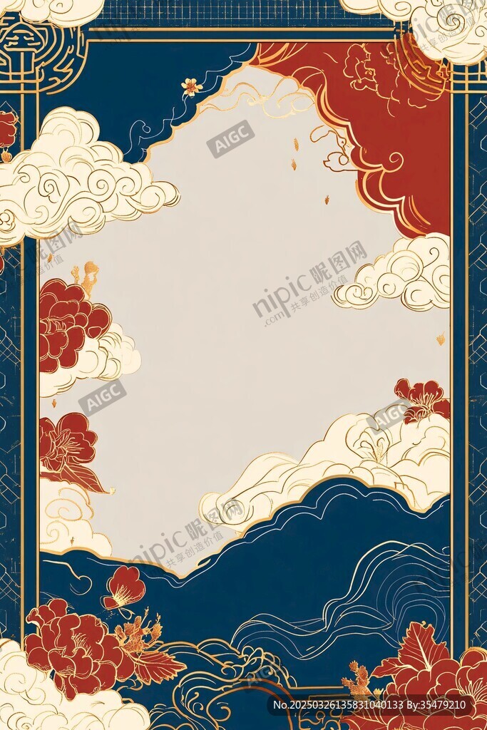 中式云紋花卉國風(fēng)背景圖