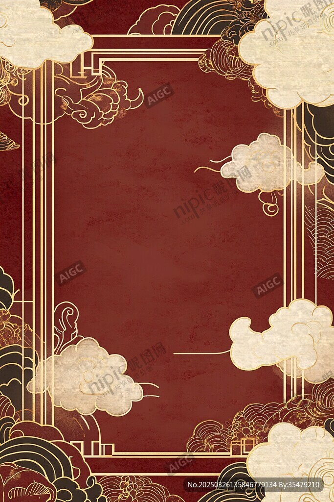 中式復古云紋紅色背景圖