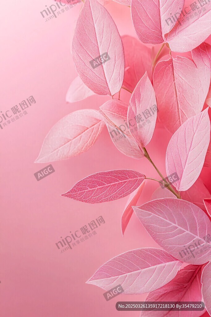 夢(mèng)幻粉色葉片特寫