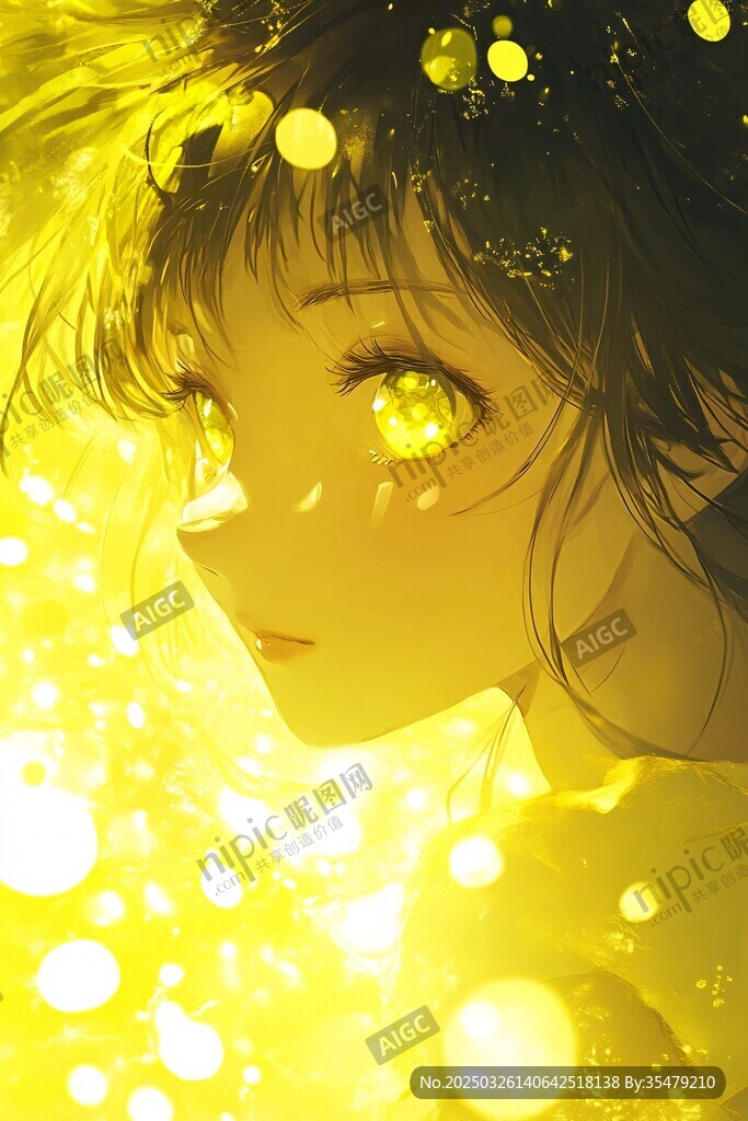 金黃夢幻少女側臉