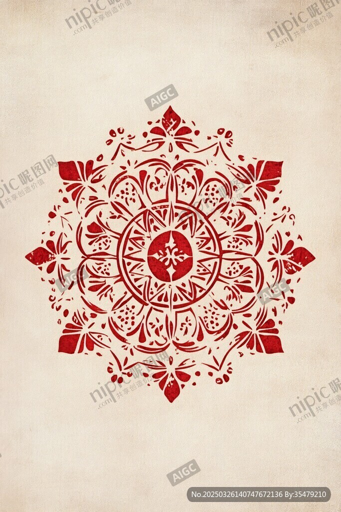 中式傳統(tǒng)福字花紋曼陀羅