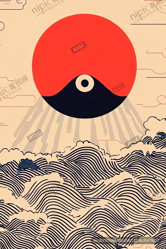 日出浪涌的日式風(fēng)情畫面