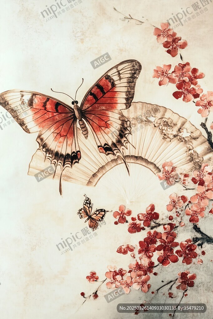 蝶舞扇影間 繁花添雅韻