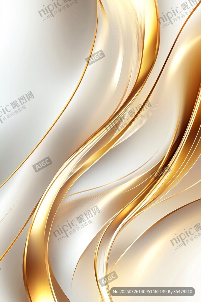金色流動線條抽象背景圖