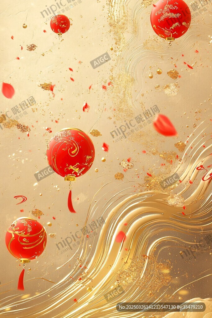 喜慶金紅中式節(jié)日氛圍圖