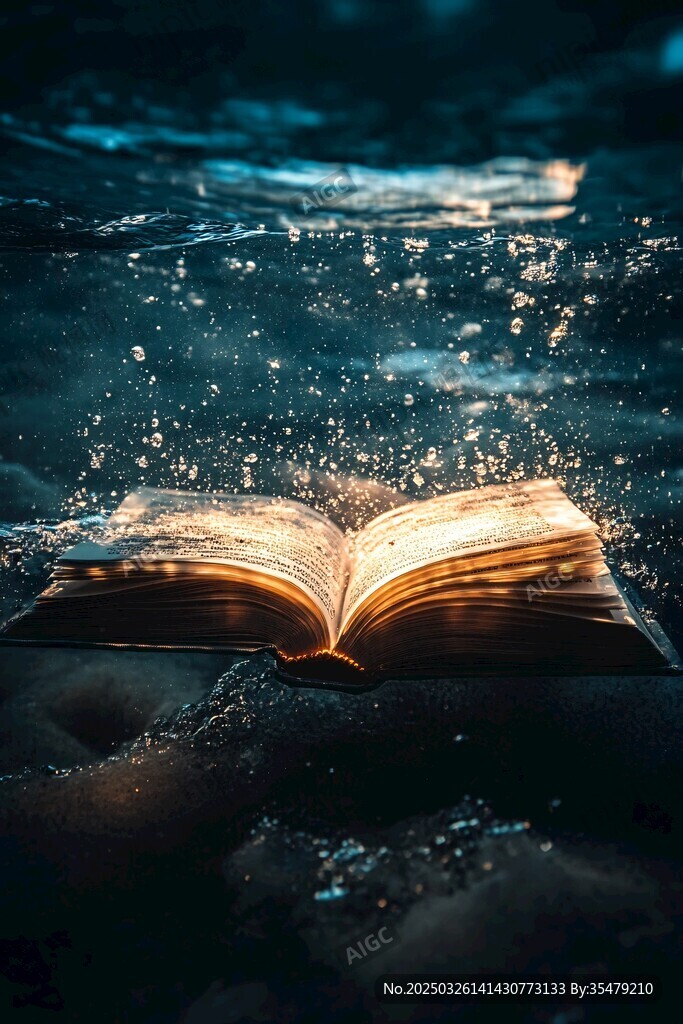 水下發光的奇幻翻開之書