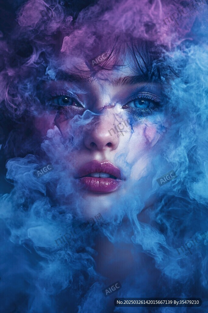 夢幻煙霧中的絕美女性面孔