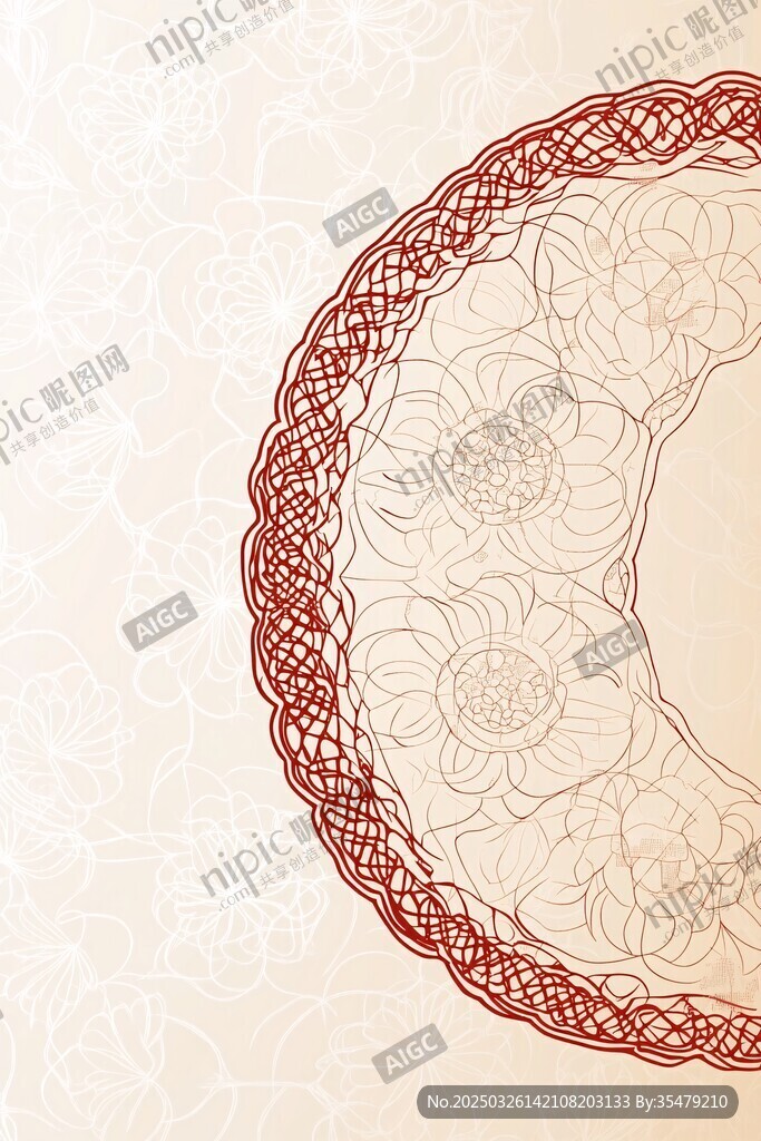 紅色花邊圓形裝飾圖案