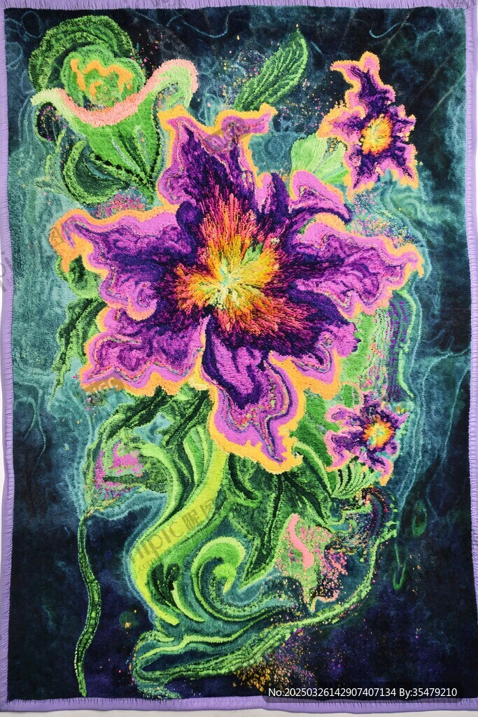 夢幻紫色花卉藝術(shù)畫作