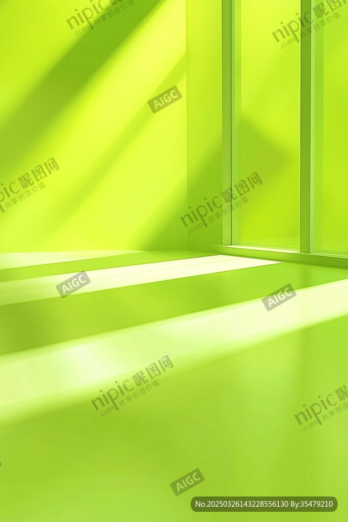 綠色光影室內(nèi)空間一角