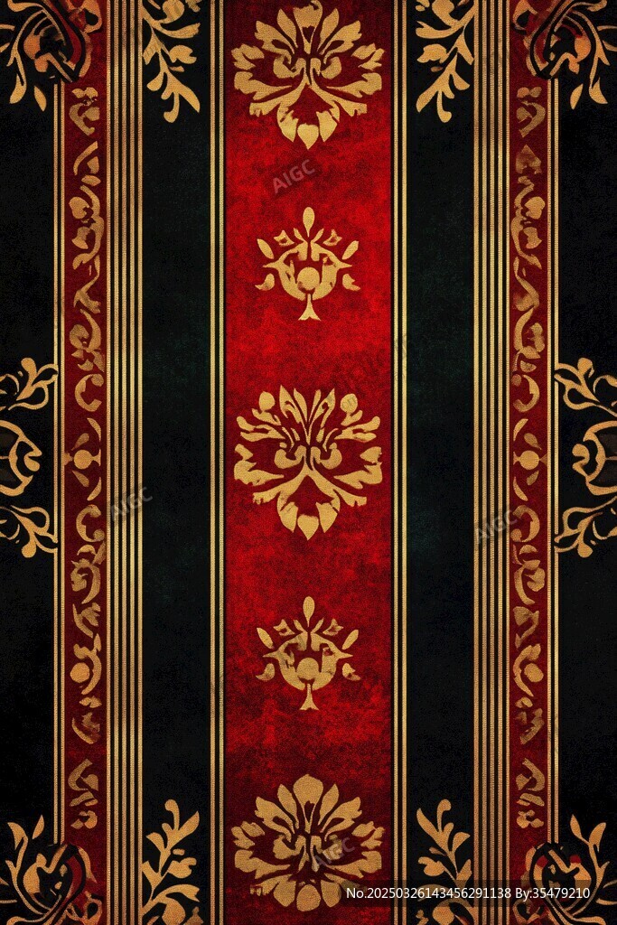 復(fù)古紅黑金花紋裝飾圖案