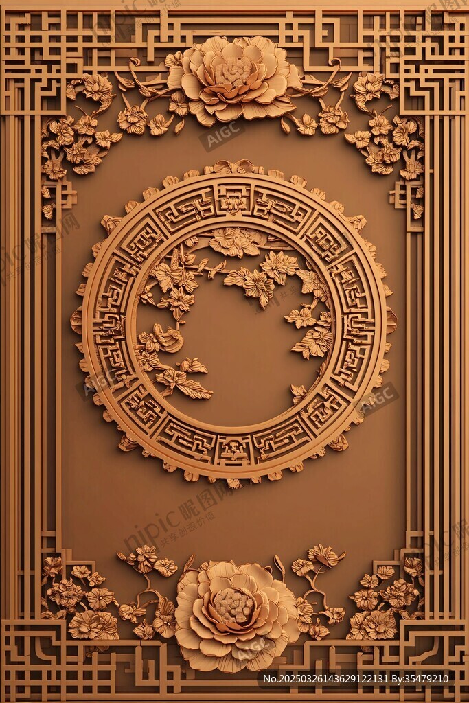 中式木雕花紋裝飾圖案