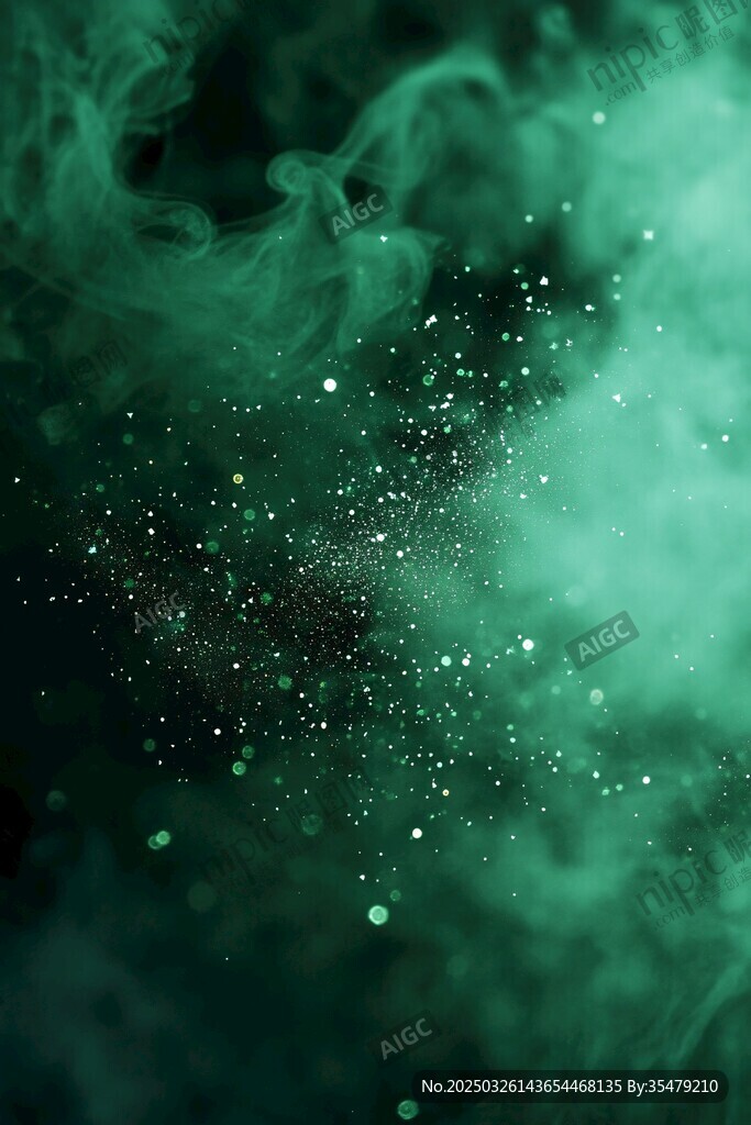 夢幻綠霧閃爍微光背景