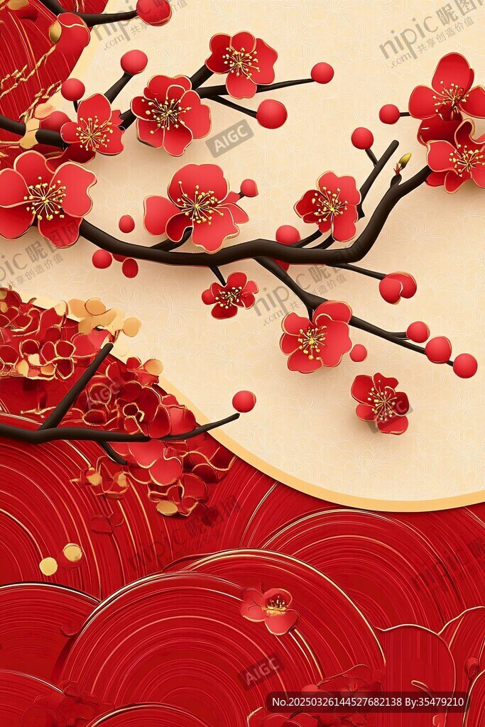 紅梅賀歲 中式喜慶元素