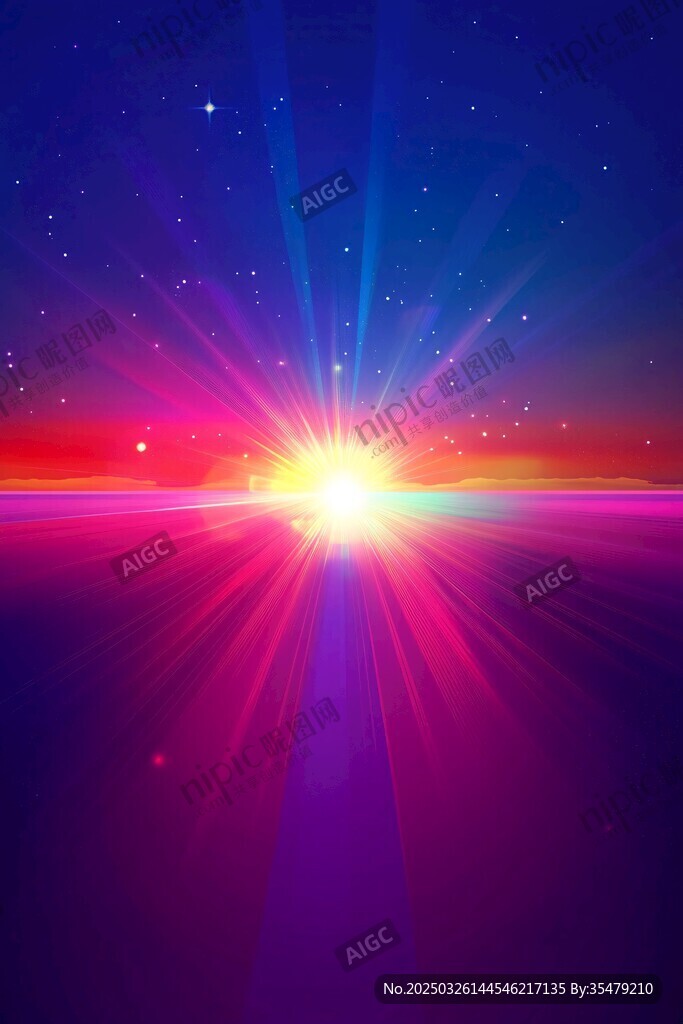 炫彩星空光芒背景圖
