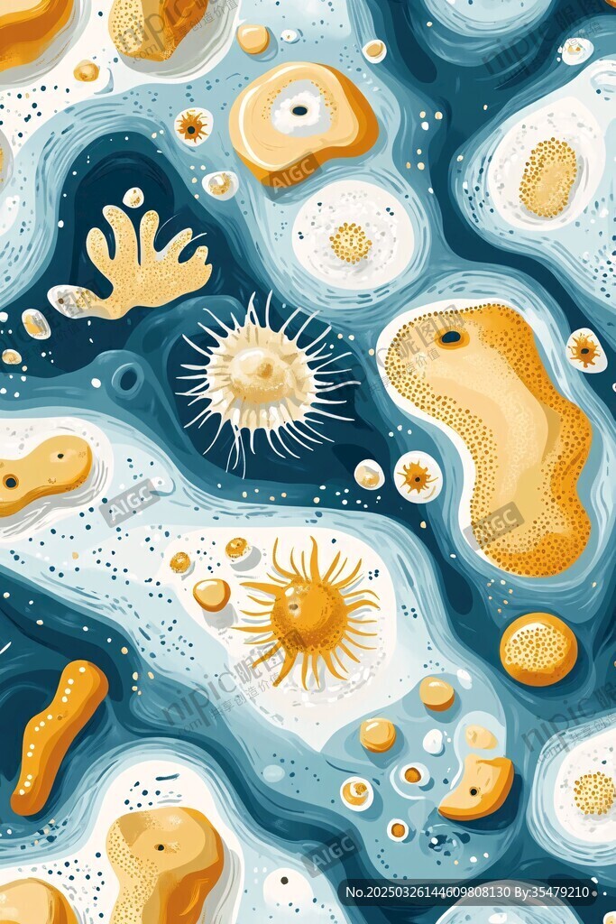 海洋微生物夢幻插畫圖案