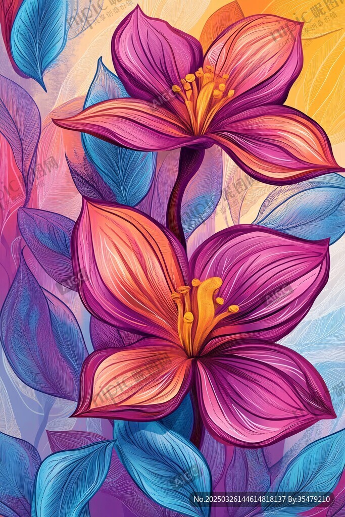 梦幻绚丽双花插画 梦幻绚丽双花插画