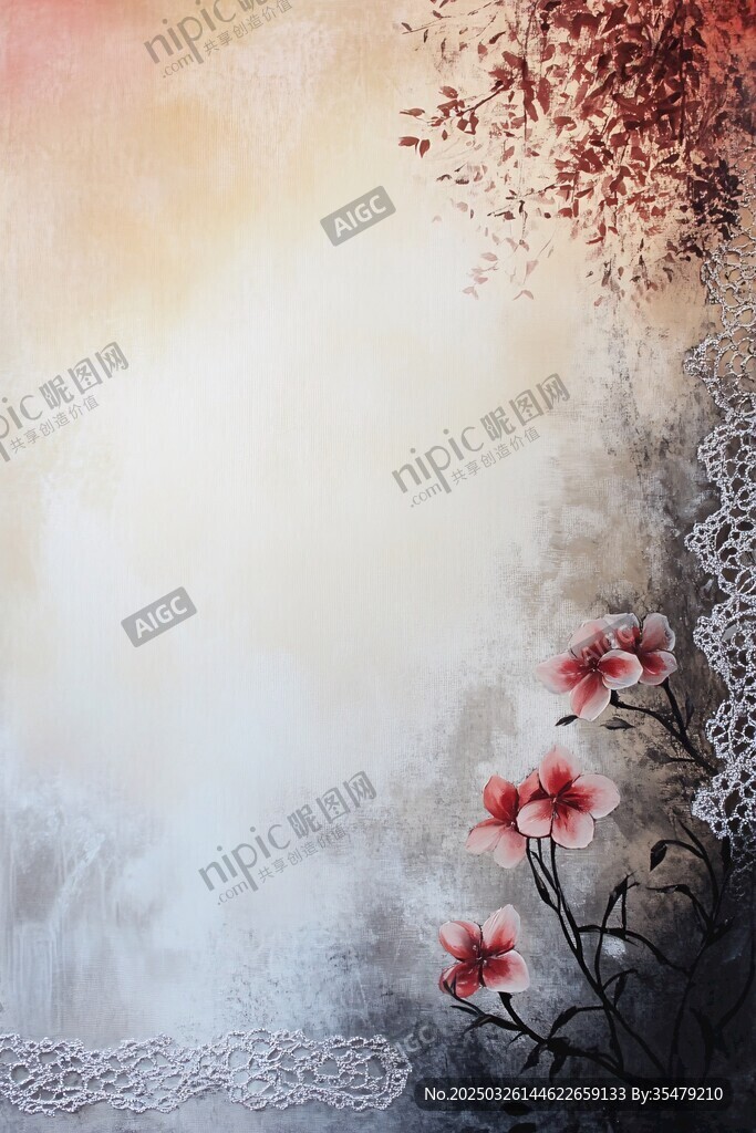 夢幻花卉蕾絲背景圖
