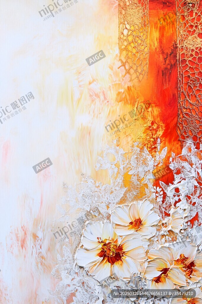 夢幻花卉抽象藝術畫作