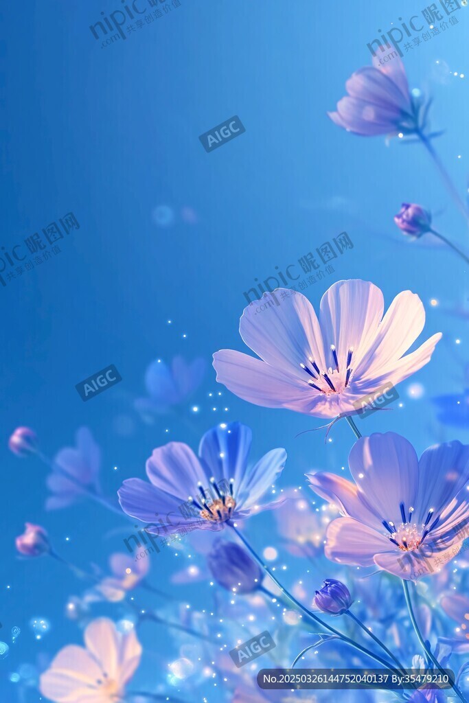 夢(mèng)幻藍(lán)紫花朵浪漫綻放
