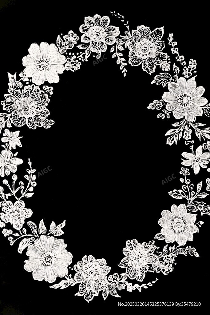 白色花卉蕾絲環形裝飾圖